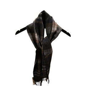 DKNY Luxury Blue Plaid Scarf - 90% Wool 10% Cashmere - Made in Italy - Style 462